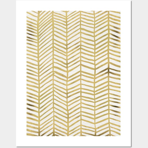 Herringbone Gold Wall Art by CatCoq